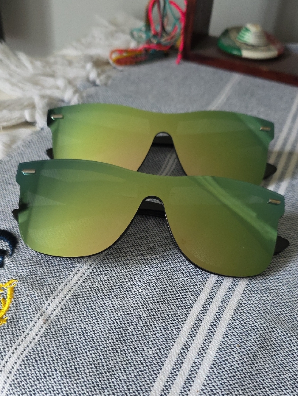 Green Mirrored Shield Sunglasses